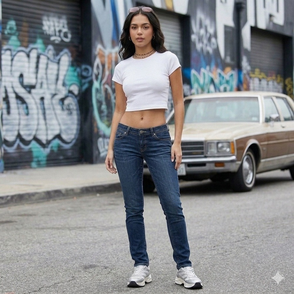 Zana Di Y2K Low Rise Jeans Slim Straight Leg Dark Wash Denim Size 5